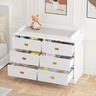 Baby Changing Table Dresser W 6 Drawers   Soft Changing Pad   Power Outlets