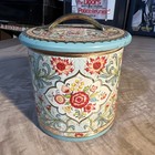 Vintage Daher Tin Canister With Floral Design Made In Holland 