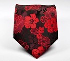 New Classic Floral Red Dark Red Black Jacquard Woven 100  Silk Men s Tie Necktie