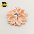 40pcs Satin Ribbon Flower With Rhinestone Wedding Diy Appliques  peach                          