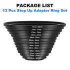 13pcs Metal Step Up Ring Camera Lens Filter Adapter Ring Aluminum