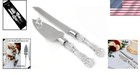 Elegant Cake Knife   Server Set With Faux Crystal Handle     Perfect For Weddings