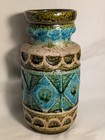 Vintage Bay West German Blue Vase 92 20 Fat Lava Textured Mcm Mid-century Modern
