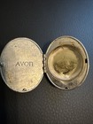 Vtg Avon Locket Pendant Brooch Oval Black Faceted 60s Solid Perfume Glace Holder
