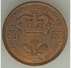 1935 Belgium Leopold Iii Dupriez-2561 Bronze Pattern 20f Ngc Matte Proof Brown