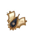 Victorian Era Gold-filled Teardrop Onyx Seed Pearl Mourning Brooch pendant