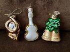 Musical Instrument Lot Of 3 Vintage Old World Christmas Owc Ornaments Violin