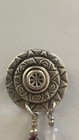 Vintage Sterling Silver Artisan Signed Rose Quartz Garnet Dangle Brooch
