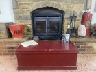 Old Antique Pine Chest  Vintage Wooden Storage Trunk  Blanket Box  Coffee Table 