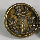 2 Antique Brass Picture Buttons Man With Bird   Cut Steel 3 4 