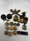 Lot Of 22 Vintage  Wwii Military Badges Pins Medals Buttons Ribbons
