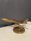 Vintage Brass Airplane Model Sculpture 4 Engine Jet Aircraft Aviation Desk Decor