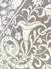 Antique 19th Century Linen Tablecloth With Fine Figural Cluny Lace  Df 103