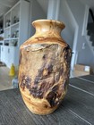 Hand Turned Wooden Vase Live Edge Rustic Art Wood Decor Artisan Sculpture 11h