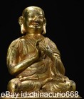 7 2  Old Tibet Copper Gold Carving Buddhism Guru Marpa Milarepa Buddha Statue