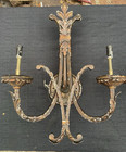 Pair Vintage Large Luminaire Art Deco Duel Socket Wall Sconce Light Fixtures