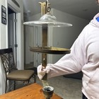1800 s Antique Brass   Glass Smoke Bell Wall Sconce Mount Bracket  read 