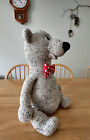 Crochet White Teddy Bear With Bow Tie Handmade Doll Stuffed Animal Toy