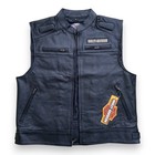Harley Davidson Men   s Passing Link Biker Motorcycle Genuine Leather Vest Hd