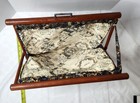Vintage Folding Knitting Bag Wood   Fabric Sewing Notion Organizer Boho Carrying