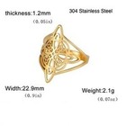 Womens Celtic Knot Statement Ring Gold 304 Stainless Steel Shield Band Size 7