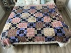 Vintage Quilt Blanket 75x60 Hand Stitched Patchwork Cottage Core Some Holes See
