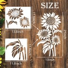 Large Flower Stencils For Painting 6 Pcs Reusable Sunflower White 