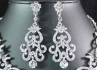 Gorgeous Austrian Rhinestone Crystal Bib Necklace Earrings Set Bridal Prom N1515