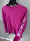 Carhartt Pink Loose Fit Long Sleeve Crew Neck Logo T-shirt Size S  4-6 
