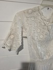 Antique Edwardian White Cotton Lawn Gown Embroidered Eyelet Lace Tea Dress Xs