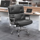 Used Office Chair Genuine Leather Computer Desk Task Seat Swivel Armchair