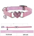 Heart Bling Cat Collar With Safety Belt And Bell Adjustable 8-10 Inches Pink
