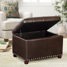 24 Inch Storage Ottoman Leather Bench Foot Rest Stool For Bedroom Living Room   