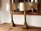 Pair Of Antique French Regency Tole Painted Metal Lamps