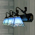 Fixture Vintage Bronze In Tiffany Bathroom Vanity 3 Light Stained Glass Style
