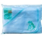 Vintage Carters Hooded Bath Towel Blue Frog 100  Cotton Terry Knit 36x36 New