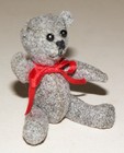 Vintage Artist Hand Made 2 5  Miniature Ultra Suede Jointed Gray Teddy Bear