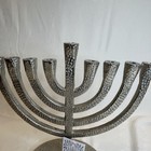 Hanukkah Menorah Silver Tone Hammered Aluminum 11  New