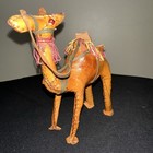 Vtg Nativity Figure Camel Leather Wrapped W saddle Tassels Sequins  Hand Tooled