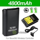 2 4pack Rechargeable 4800mah Battery Pack For Xbox 360 Wireless Controller Black