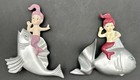 Vintage Arnels Mermaids On Fish Wall Plaques Pair Ceramic Wall Decor Silver