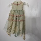 Vintage Antique Doll Dress Lace Tulle Pink Trim Victorian Prairie Style Repair