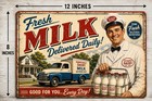 Metal Tin Sign Aluminum 8x12 Vintage Fresh Milk Delivered Daily Retro Dairy Deco