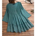 Casual T Shirt V Lace Long Sleeve Blouse Womens Summer Pullover Loose Tops