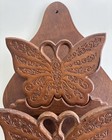 Vintage Carved Wood Butterfly Mail Holder Key Letter Rack Wall Hanging Organizer
