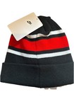 Nike Boy   s Youth Black  University Red Striped Knit Beanie Hat   Gloves Set 8-20