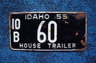 1955 Idaho House Trailer License Plate   60