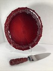 Avon Cape Cod 1876 Ruby Red 10 5    Cake Plate   Matching Server