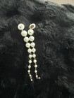 White Simulated Faux Pearl Round Dangle Drop Earrings Butterfly Lobe No Stone