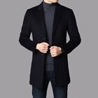 Men s Business Trench Coat Woolen Jacket Single Breasted Outwear Windbreaker New